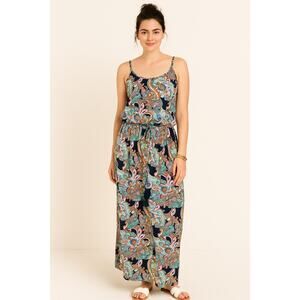 TOMMY BAHAMA colorful paisley rayon blouson tank maxi dress size xs